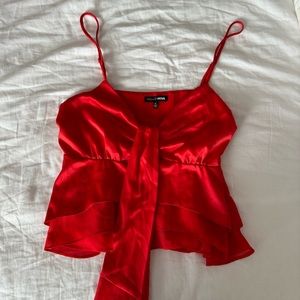 Red Satin Top FashionNova